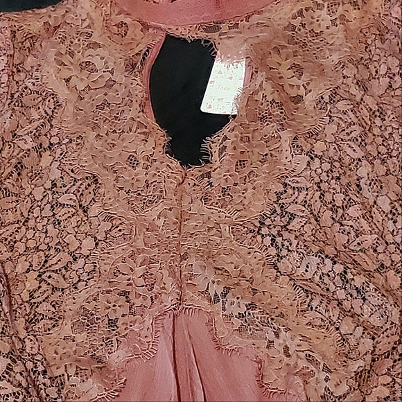 NWT✨️OFFER⚡️Free People Tell Tale Dusty Mauve Lace Tunic Dress, Small - Picture 5 of 9